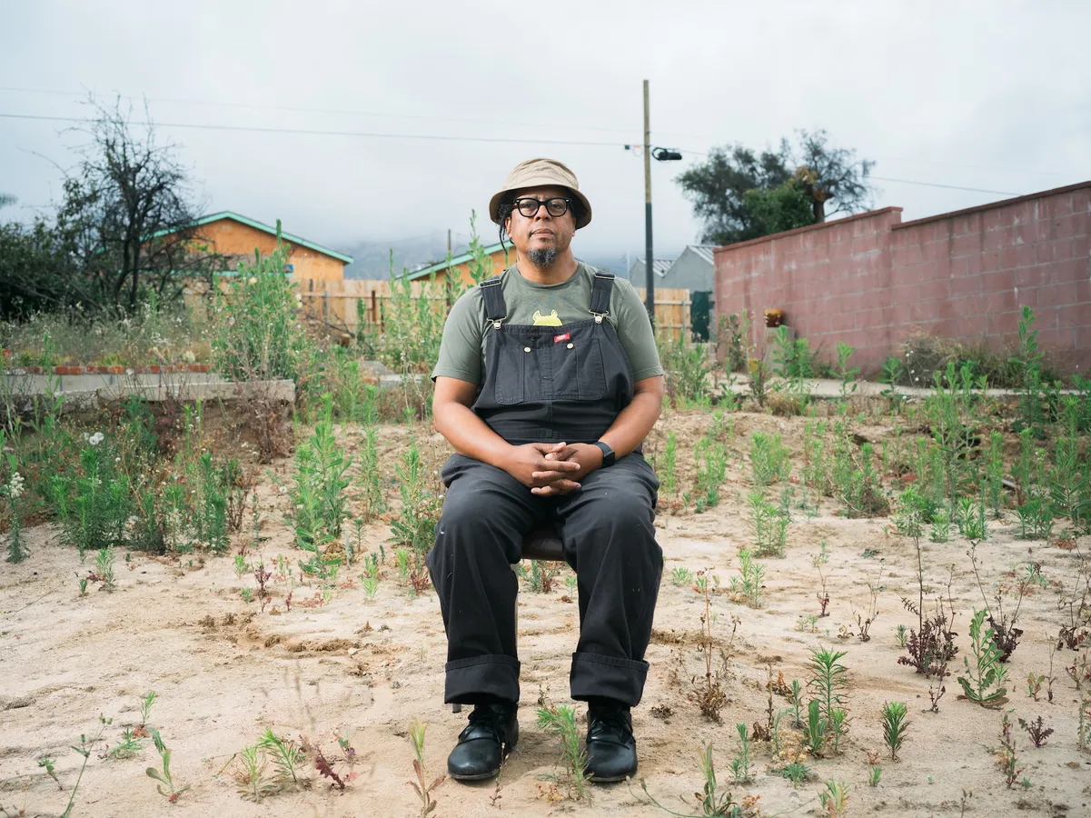 Jeff Parker near his home after the Eaton fire